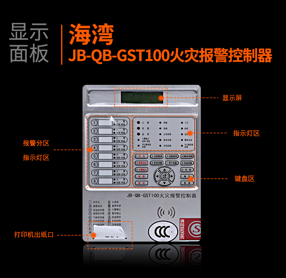 黑龙江海湾JB-QB-GST100黑龙江火灾报警控制器显示面板